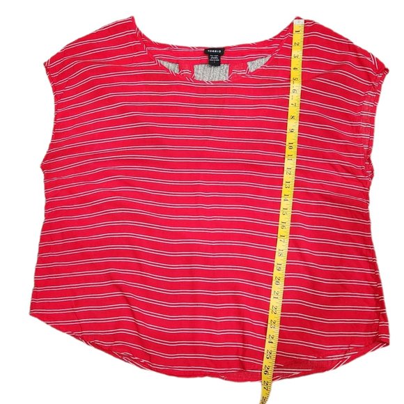 ❤️2/$18 Torrid Red and White Stripe Dolman cut-out blouse Top Shirt Plus 1x - Picture 6 of 8